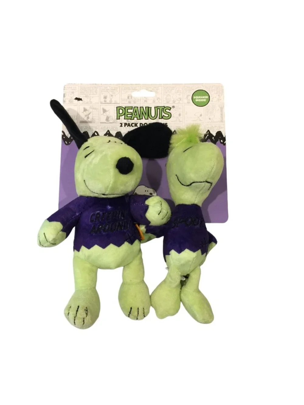 Peanuts Snoopy Woodstock Halloween Zombies Plush Squeak Crinkle Dog Toys